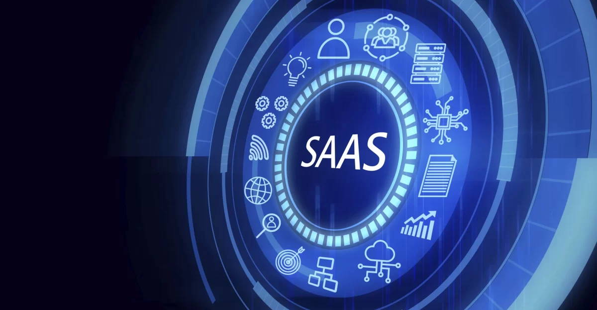 Futuristic SaaS AI dashboard illustration representing AI governance, acceptable-use policies, security controls, and responsible AI adoption in SaaS companies